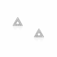 white gold open triangle post earrings