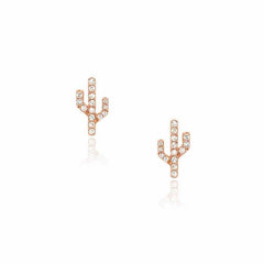 Cactus post earrings in rose gold