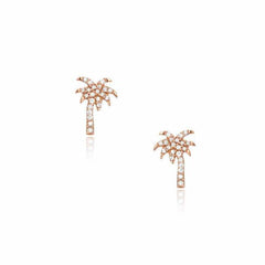 palm tree post earrings in rose gold