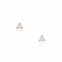 petite prong set diamond earrings in rose gold
