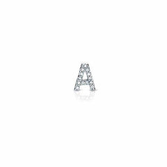 single petite initial post earring in white gold