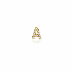 single petite initial post earring in yellow gold