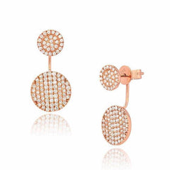 double circle jacket earrings in rose gold