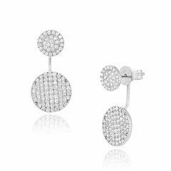 double circle jacket earrings in white gold