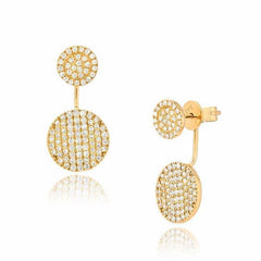 double circle jacket earrings in yellow gold