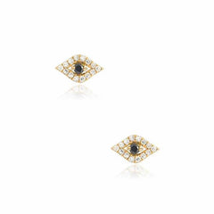 evil eye posts in yellow gold