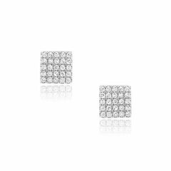 square post earrings in white gold