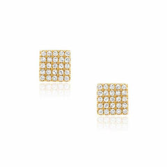 square post earrings in yellow gold