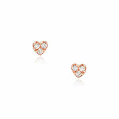 mini heart post earrings in rose gold