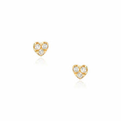 mini heart post earrings in yellow gold