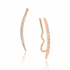 Diamond Ear Climbers With Polished Tips