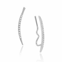 Diamond Ear Climbers With Polished Tips