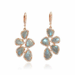 multi drop labradorite dangle earrings in rose gold
