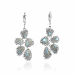 multi drop labradorite dangle earrings in white gold