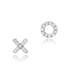 petite XO post earrings in white gold with diamonds