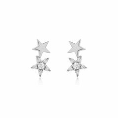 double star post earrings with diamonds