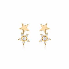 double star post earrings with diamonds
