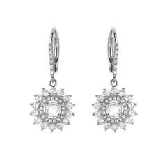 lumina rose cut double halo leverback earrings in white gold