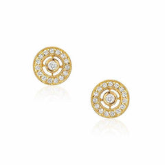 Dot post earrings with diamonds in yellow gold