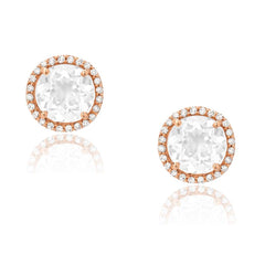 White Topaz stud Earrings in rose gold