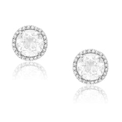 White Topaz stud Earrings in white gold