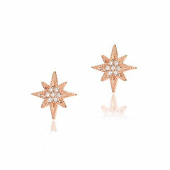 medium starburst post earrings with diamonds in rose gold