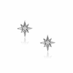 petite starburst post earrings in white gold