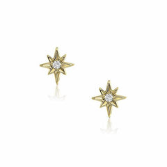 petite starburst post earrings in yellow gold