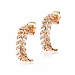 Wreath hoop earrings with leaf diamonds in rose gold