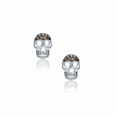 skull posts in white gold with black rhodium