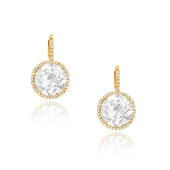 round white topaz earrings with diamond leverbacks