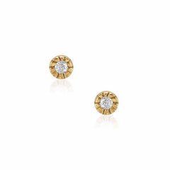 petite bezel set diamond posts in yellow gold