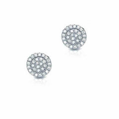 medium round pave post earrings with diamonds in white gold