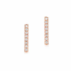 medium bar post earrings with diamonds in rose gold