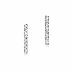 medium bar post earrings with diamonds in white gold
