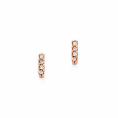 mini bar post earrings with diamonds in rose gold