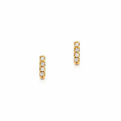 mini bar post earrings with diamonds in yellow gold