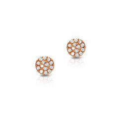 petite round pave post earrings with diamonds in rose gold