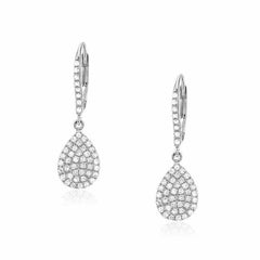 pear pave dangle earrings in white gold