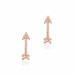 arrow post earrings with diamonds in rose gold