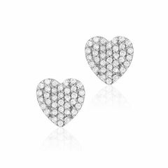 heart pave post earrings with diamonds in white gold