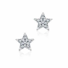 Star pave post earrings in white gold