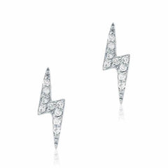 lighting bolt earrings in white gold