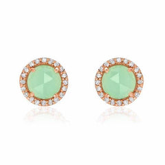 rosie 5.0mm chrysoprase & diamond post earrings in rose gold