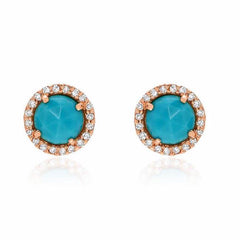 rosie 5.0mm turquoise & diamond post earrings in rose gold