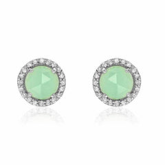 rosie 5.0mm chrysoprase & diamond post earrings in white gold