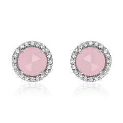 5.0mm diameter rosie earrings with pink opal and diamonds in white gold