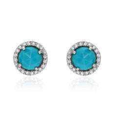 rosie 5.0mm turquoise & diamond post earrings in white gold