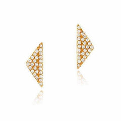 elongated triangle pave post earrings with diamonds in rose gold