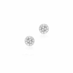 mini round pave post earrings with diamonds in white gold